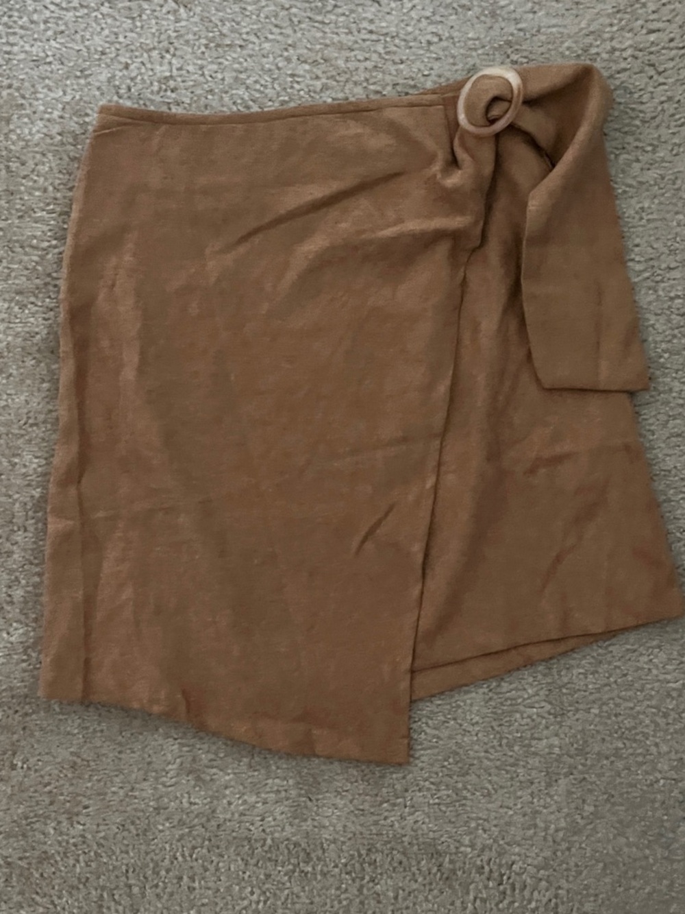 SHEIN Asymmetrical Wrap Skirt with Buckle Detail in Brown
